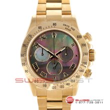 Rolex Daytona 18k Yellow Gold Tahitian Pearl Roman Dial 116528 40MM