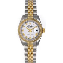 Rolex Ladies 2-Tone Datejust Watch 179173 White Dial