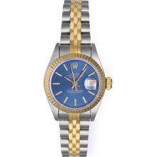 Rolex Ladies 2-Tone Datejust Watch 69173 Blue Dial