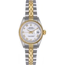Rolex Ladies Datejust 2-Tone Watch 26mm White Roman Dial 79173