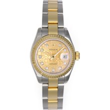 Rolex Ladies Datejust 2-Tone Watch Champagne Jubilee Diamond Dial 1791