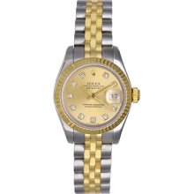 Rolex Ladies Datejust 2-Tone Watch 179173 Champagne Dial