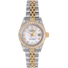 Rolex Ladies Datejust 2-tone Mother of Pearl Roman Watch 69173