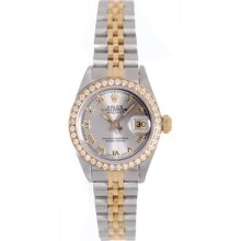 Rolex Ladies Datejust Watch with 18k Yellow Gold Fluted Bezel 79173