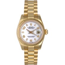 Rolex Ladies President 18K Gold Watch 179178 White Dial