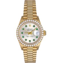 Rolex Ladies President Emerald & Diamond Watch 69178