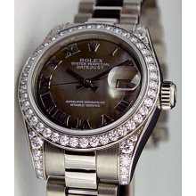 Rolex Lady President 18k White Gold Tahitian Roman 179159 WatchChest