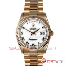 Rolex Men's New Style Yellow Gold 118238 President White Roman Dial