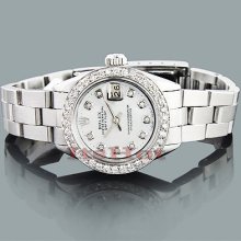 Rolex Oyster Perpetual Datejust Ladies Diamond Watch 1.50ct Custom