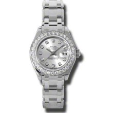 Rolex Pearlmaster Masterpiece White Gold Silver Dial 32 Diamond Bezel