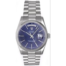 Rolex President Day-Date Platinum Men's Watch 118206 Blue Dial