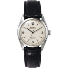 Rolex Semi-Bubble Watch Black Band - White Dial