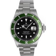 Rolex Submariner 16610 Custom Green Bezel Insert Men's Watch