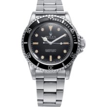 Rolex Submariner Non-Date 5513 Watch 1980s Silver Band Black Dial