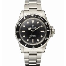 Rolex Submariner Non-Date 5513 Oyster Bracelet Watch Silver Band Black