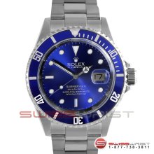 Rolex Submariner Stainless Steel Custom Blue Dial-Bezel 16610 No Holes
