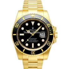 Rolex Submariner Yellow Gold Mens Diving Watch 116618
