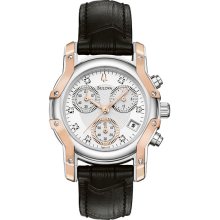 Rose Two Tone Stainless Steel 33mm Diamond Chronograph Watch