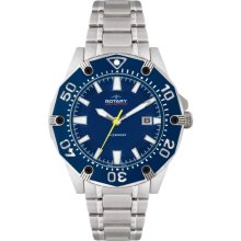 Rotary Aquaspeed Men's Quartz Watch With Blue Dial Analogue Display And Silver Stainless Steel Bracelet Agb90030/W/05