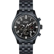 Rotary Gent's Swiss Chronograph Black I.P Bracelet GB02681/19 Watch