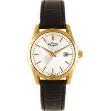 Rotary Ladies' Classic Gold Plated Black Strap Watch