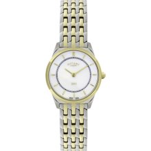 Rotary Ladies Ultra Slim Two Tone Steel Bracelet with White Dial Watch