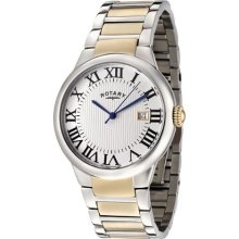 Rotary Men's Light Silver Textured Dial Two-tone Watch ...