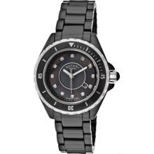 Rotary Watches Women's Austrian White Crystal Black MOP Dial Black Cer