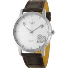 Round White Dial PU Leather Strap Men's Quartz Watch - Black - Stainless Steel