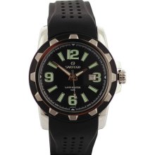 Sartego Men's Stainless Steel Landmaster Black Dial Rubber Strap SQQ41