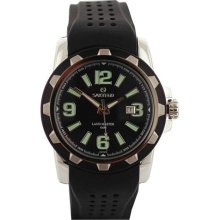 Sartego Sqq41 Men's Watch Stainless Steel Landmaster Black Dial Rubber Strap