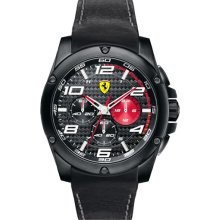 Scuderia Ferrari 'Paddock' Chronograph Leather Strap Watch, 46mm