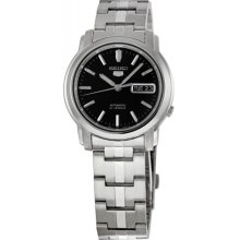 Seiko 5 Automatic Black Dial Stainless Steel Mens Watch SNKK71