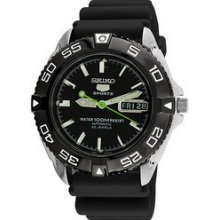 Seiko 5 Sports Automatic Black Dial Rubber Strap