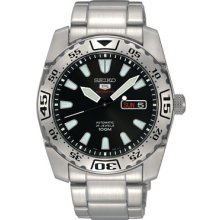 Seiko 5 Sports Srp165 Men's Stainless Steel Black Dial 24 Jewels Automatic Watch