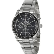 Seiko Black Dial Chronograph Tachymeter Stainless Steel Mens Watc ...