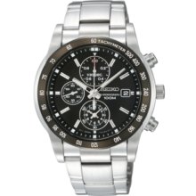 Seiko Chronograph Steel Bracelet Black Dial Men's watch #SNDC99