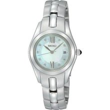 Seiko Diamond Ladies Mop Diamond Dial Stainless Steel Dress Watch Sxdb85