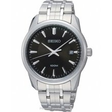 Seiko Dress Watch for Men Black Dial Steel Case and SGEG05
