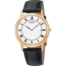 Seiko Gents White Dial Black Leather Strap SKP330P1 Watch