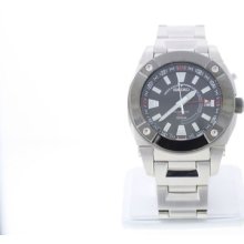 Seiko Kinetic Gmt Mens Black Ion Bezel Stainless Steel Sport Watch SUN005 New