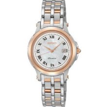 Seiko Ladies Premier Two Tone Stainless Steel Case and Bracelet Mother of Pearl Dial SXDE42