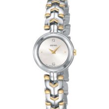 Seiko Ladies' Silver White Dial Two Tone Diamond SUJF37