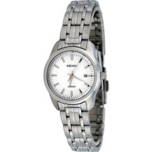 Seiko Ladies Stainless Steel Case and Bracelet Quartz White Dial Date Display SXDE63