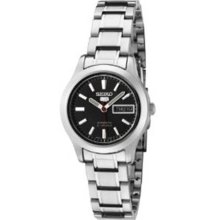 Seiko Ladies Stainless Steel Seiko 5 Automatic Dress Black Dial SYMD99