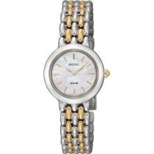 Seiko Ladies Two Tone Dress Mother of Pearl Dial Solar Quartz SUP027