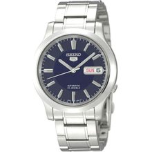 Seiko Men's 5 Automatic SNK793K Silver Stainless-Steel Automatic Watch with Blue Dial