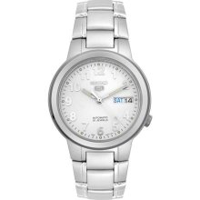 Seiko Men's 5 Automatic SNKA13K Silver Stainless-Steel Automatic Watch with White Dial