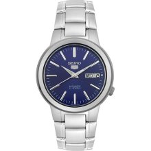 Seiko Men's 5 Automatic SNKA05K Silver Stainless-Steel Automatic Watch with Blue Dial