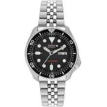 Seiko Men's 5 Automatic SKX007K2 Silver Stainless-Steel Automatic Watch with Black Dial